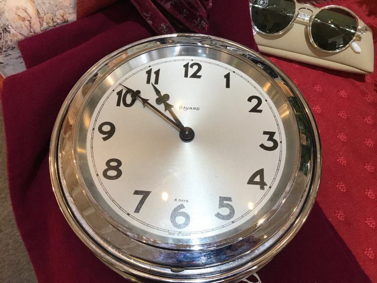 French chrome 8 day wall clock, serviced £180