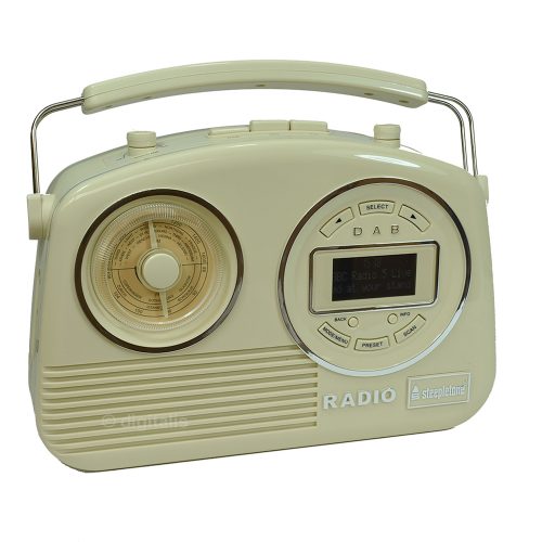 Latest DAB radio. Mains/Battery. Use the rotary dial for FM and AM stations. Store digital stations on pre-sets.