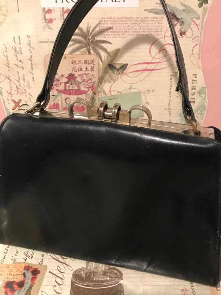 Vintage black leather bag from France £42