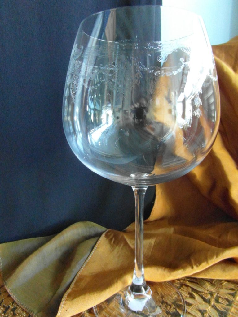 New gin glasses with etched Georgian motif